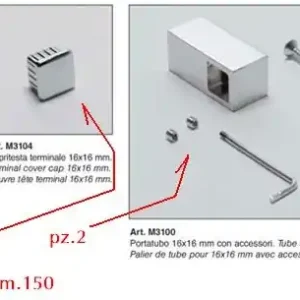 Portamestoli cromo tubo quadro completo cm150 16887+16886+9984+10397 Meest Verkocht
