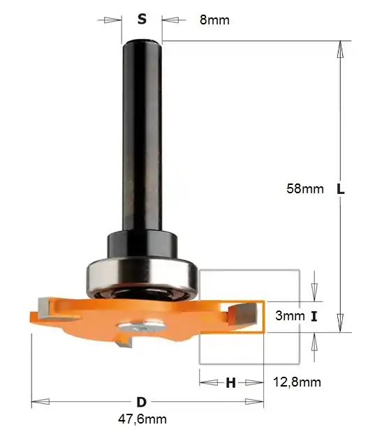 Fresa per canali 3mm gambo 8 CMT 2923.330.11A 17180 Voordeelprijs