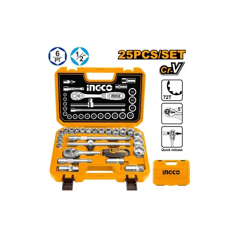 Gereduceerde Prijs Set cricchetto e bussole 25pz HKTS12251 INGCO 24757
