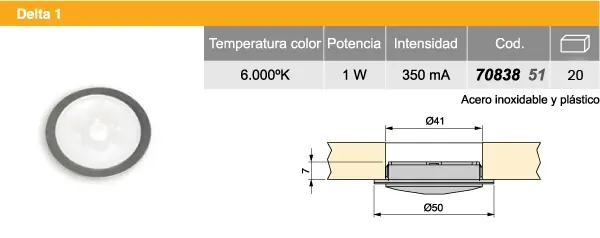 faretto led 1w incasso vetro sabbiato 16166 Premium