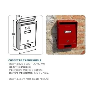 Cassetta postale in lamiera verniciata rossa 15543-628 Fabrieksprijs