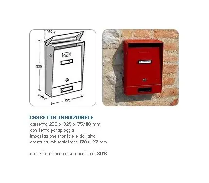 Cassetta postale in lamiera verniciata rossa 15543-628 Fabrieksprijs