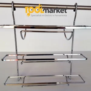 Cestello porta rotoli tre piani per tubo cromo quadro 11896 Flitsaanbieding