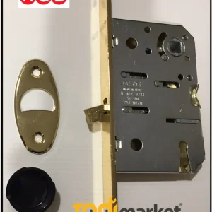Beste Prijs Serratura per porte scorrevoli a gancio con quadro maniglia ottone lucido AGB 7218