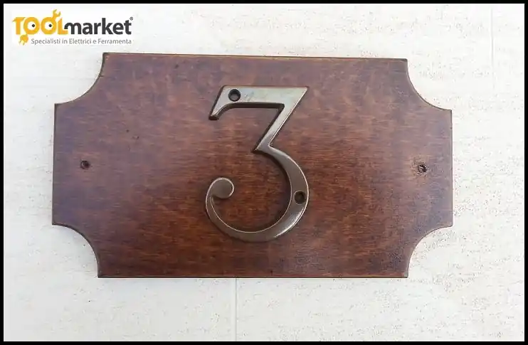 Lage Prijs Numero civico base legno noce scuro numero bronzo 1 cifra nclegno1br
