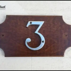 Gratis Retour Numero civico base legno noce scuro numero cromo satinato 1 cifra nclegno1cs
