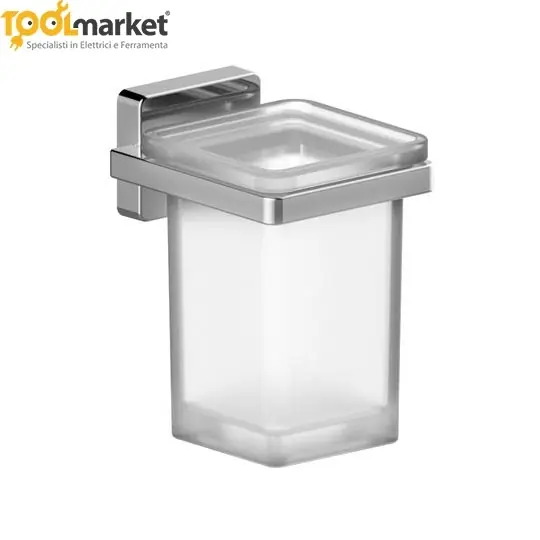Serie bagno Cubo Aquasanit Porta spazzolini con bicchiere 26564 Hoge Kwaliteit