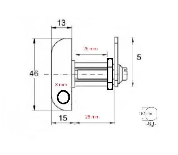 Chiusura lucchettabile per armadietti cilindro 28mm 14931 Laatste Versie