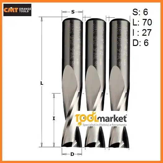 Korting Fresa per CNC in HM integrale cod 191.060.11 diametro 6mm (3 pezzi) 19771-3pezzi