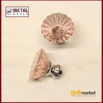Pomolo in vetro tondo Ø 33 mm per mobili 24EM006030CR vari colori rosa 16975 Meest Verkocht