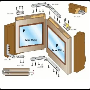 Express Levering Kit porte libro a filo TERNO bin. argento Foldy Kit 1145-1148 snodi a gomito 16342 +16311