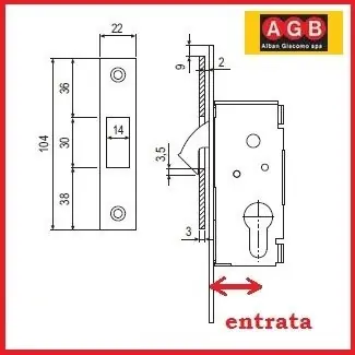 Serratura a gancio B00705xx22 a cilindro sagomato Bronzata entrata 40mm 15600-40 Koopje