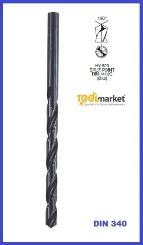 Punta HSS lunga DIN 340 mm 4x120 rettificata 10059 Laatste Kans