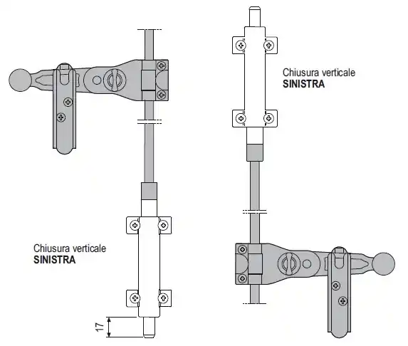Gratis Retour Chiusura verticale per spagnolette Abaco H009012093/21 SX 14881-sx