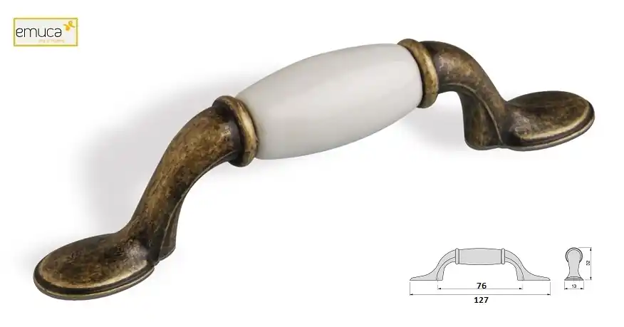Maniglia porcellana Emuca Papua Bronzo antico 12670 Premium