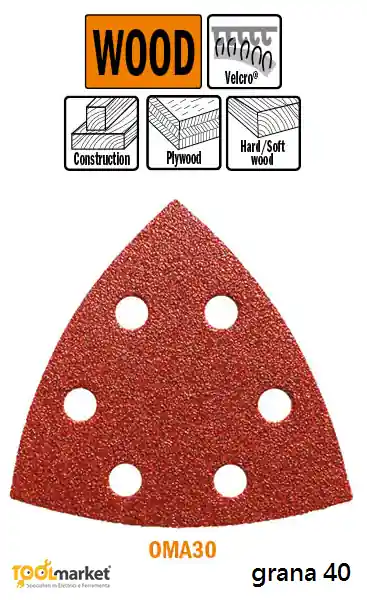 Tijdelijk Beschikbaar Carta Abrasiva Perforata con Ossido di Alluminio OMA30 93mm grana 40 23297grana40