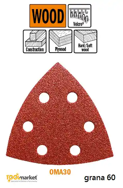 Seizoensaanbieding Carta Abrasiva Perforata con Ossido di Alluminio OMA30 93mm grana 60 23250