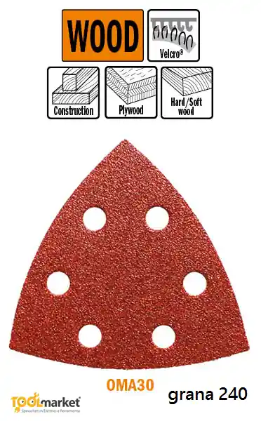 Carta Abrasiva Perforata con Ossido di Alluminio OMA30 93mm grana 240 23269 Nu Kopen