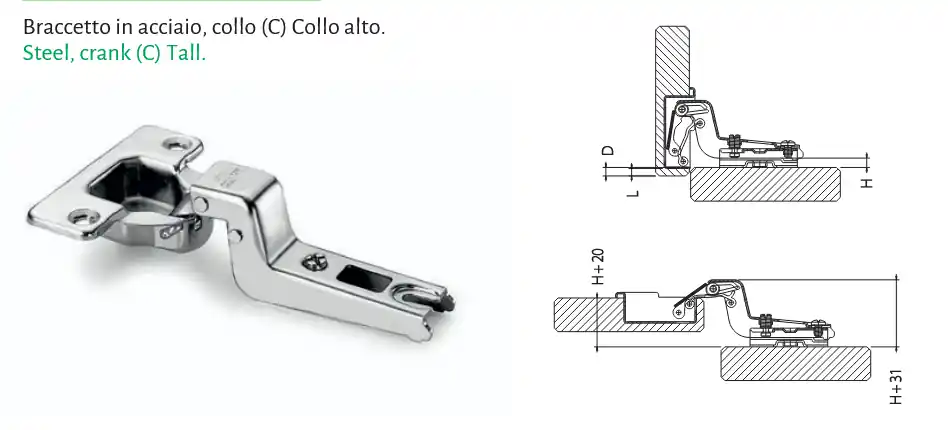 Beperkt Aanbod cerniera a scatto diametro 40 mm 40 alta 2041