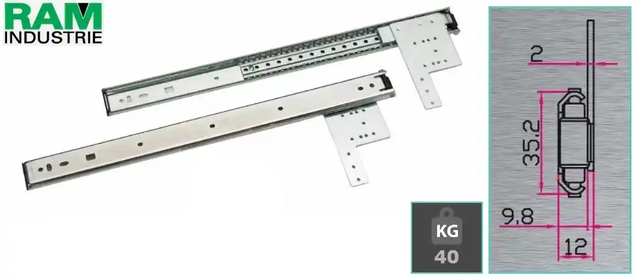 Guide per anta rientrante Ram 32 profondità cm50 7025 Populair