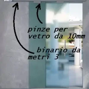 Favoriet Kit porte vetro scorrevoli 80kg Vetro40 TERNO anta 10mm binario 3mt 16414+16416+4483