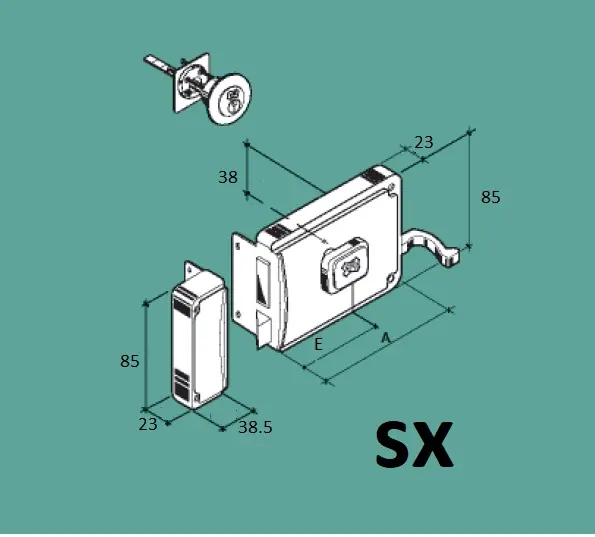 Op = Op Serratura manuale per legno con cilindro staccato P22 Facchinetti 60sx 25877-60SX