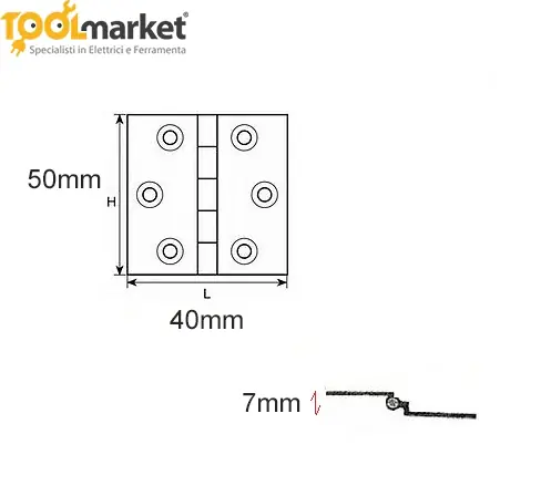 Cerniera a mezza curva bronzata 50x40 2064 Laatste Kans