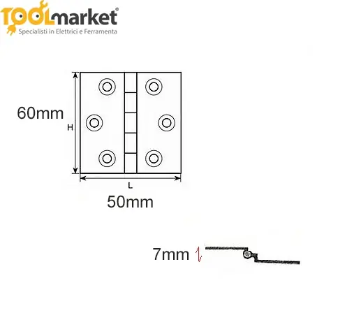 Uitverkoop Cerniera a mezza curva bronzata 60x50 2065