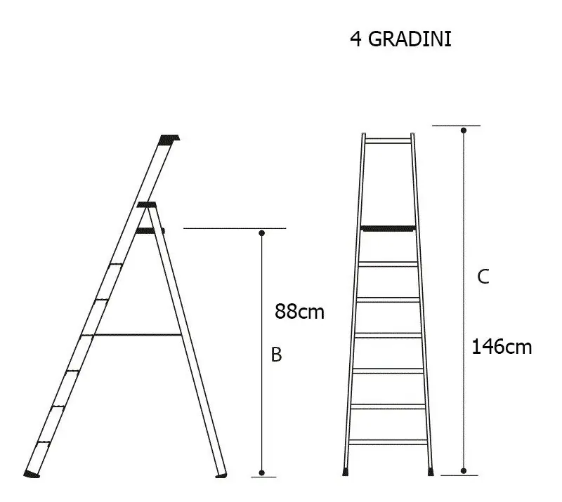 Scala domestica modello da 3 a 10 gradini 4 GRADINI 15229 Nu Kopen