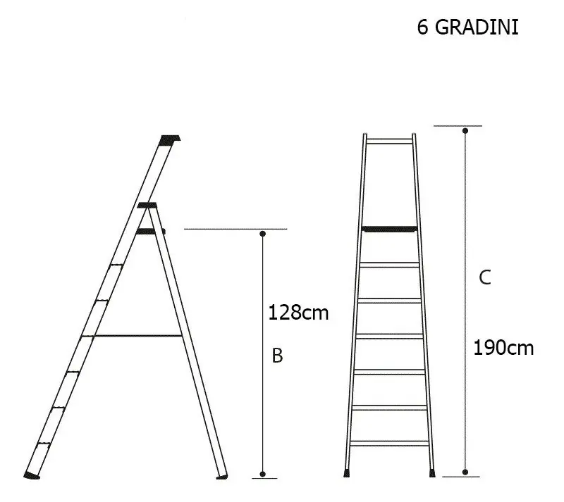 Scala domestica modello da 3 a 10 gradini 6 GRADINI 15231 Speciale Aanbieding