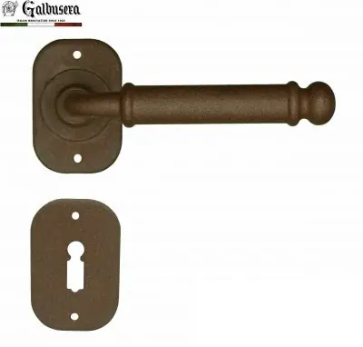 Voordeelprijs Maniglia per porta in colore KORTEN modello LISBONA art.2105 - GALBUSERA Bocchetta e rosetta rettangolare 2105kor-quad
