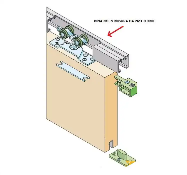 Lage Kosten Binario per porte scorrevoli in alluminio argento sisco da 80 kg - SISCO SISTEM 3 metri 1346-3MT