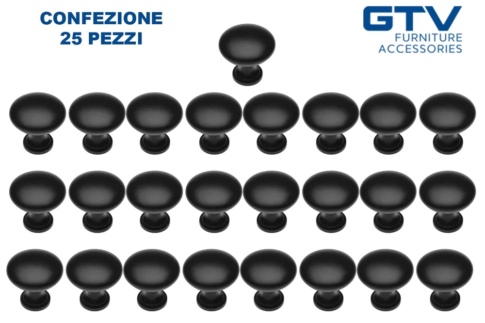 Pomolo tondo Ø 30 mm per mobili modello TERNI - GTV NERO OPACO 25PZ 25053-25 Finale Uitverkoop