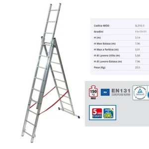 Beperkt Aanbod Scala 3 elementi allungabile alluminio gradini 11+11+11 SL310-3 15220