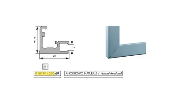 Beperkte Voorraad Kit per ante vetro a battente Gruppo Pozzi profilo alluminio da 2.50 mt 18579