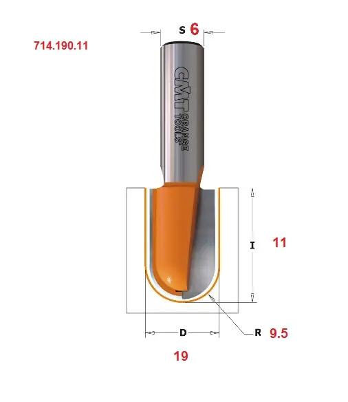 Fresa a raggio concavo CMT 714.190.11 12705 Beperkte Voorraad