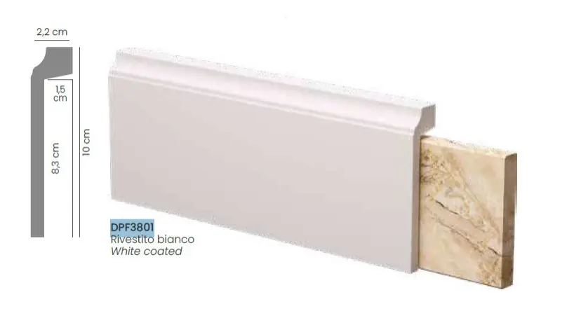 Copri Battiscopa polimero alta densita‘ Bianco opaco da 10 cm DPF3743 asta da 2 mt 21556 Betrouwbaar