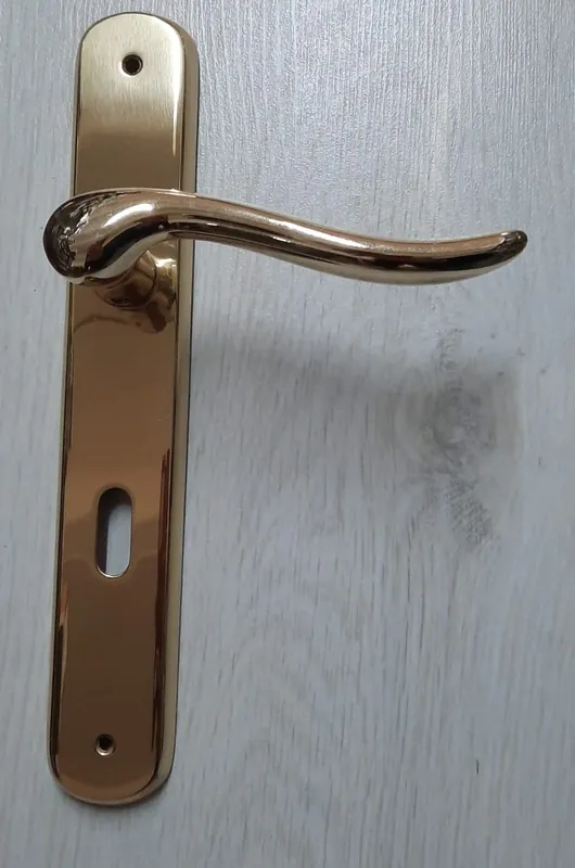 Maniglia per porta Amalfi Goccia placca ottone lucido Frosio Bortolo placca con foro chiave 8423 Gecertificeerd