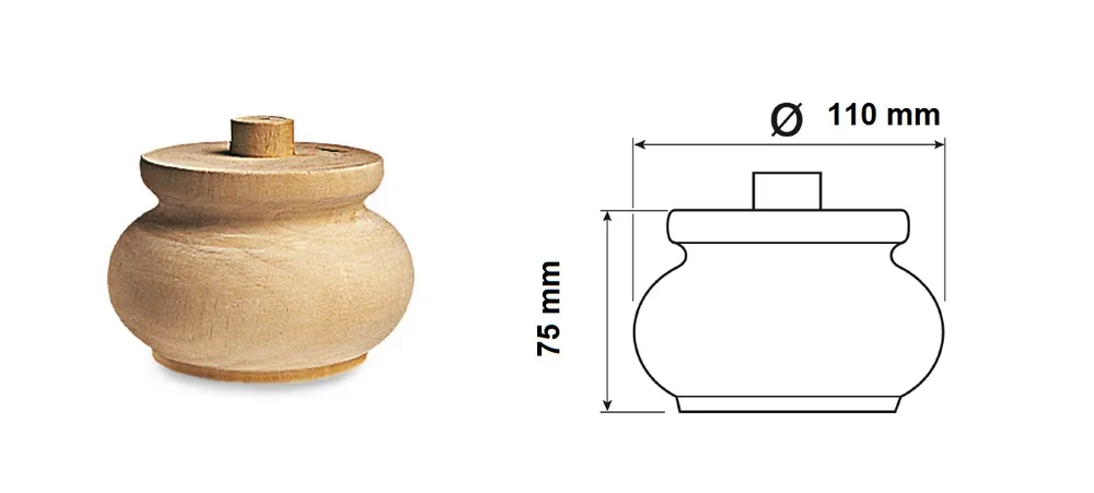 Piede in legno h 75 x Ø 110mm in Ontano 19864 Fabrieksprijs