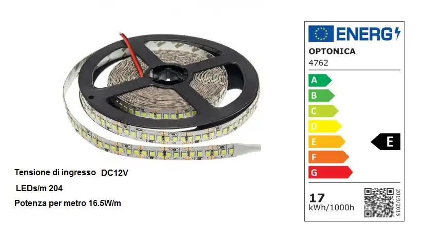 Gecertificeerd Striscia LED 16.5 w 12V da 5 MT Luce calda 2700°k 24039 calda270K0