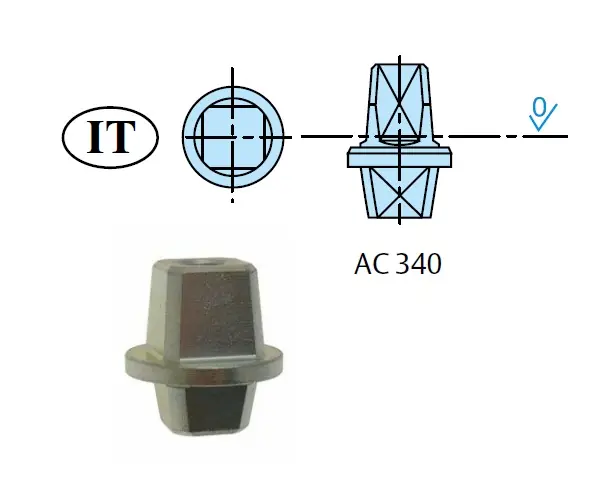 Perno quadro italia H 0 per Chiudiporta pavimento DC450-DC450EA-DC477-DC475 ac340 Merkproduct