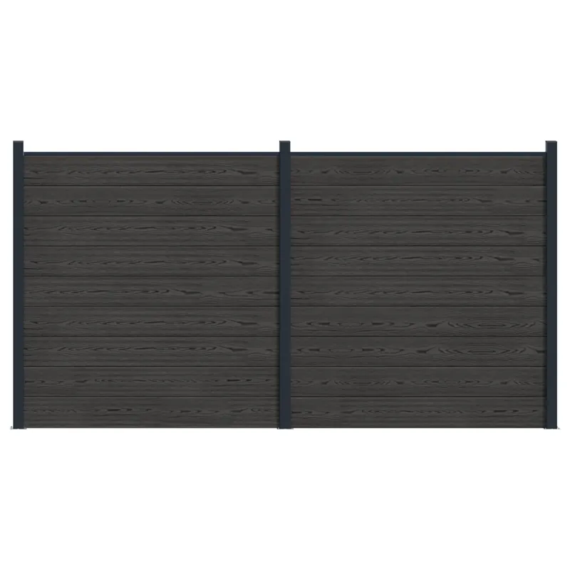 vidaXL Set di Recinzione 2 pcs 353 x 186 cm WPC e Alluminio Nero Nu Kopen