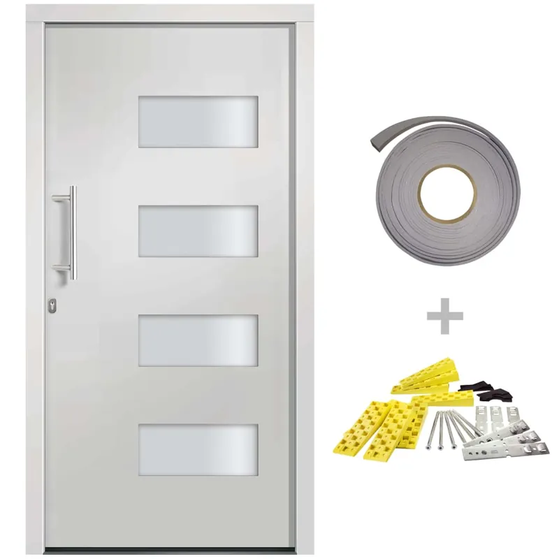 vidaXL Porta d‘Ingresso in Alluminio e PVC Bianco 100x200 cm Bestel Nu