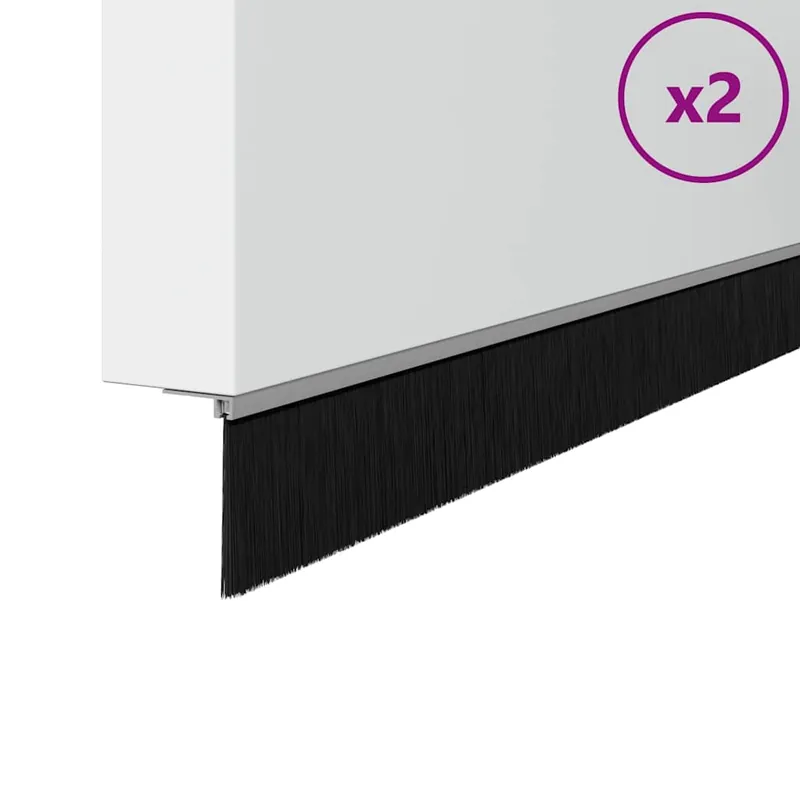 Rechtstreeks Van De Fabrikant vidaXL Spazzole per porte a vite 2 pcs Argento 100 cm