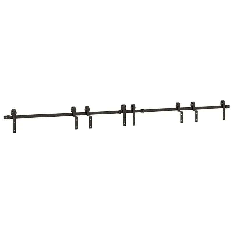 Goedkoop vidaXL Kit di Binari per Porte Scorrevoli 366 cm Acciaio Nero