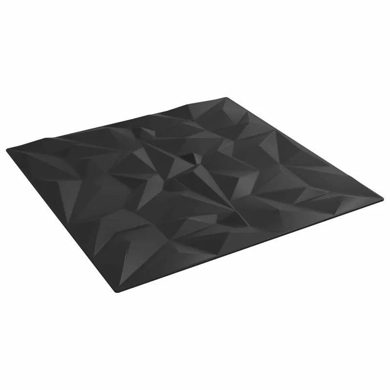 vidaXL Pannelli da parete 12 pcs Nero 50 x 50 cm Schiuma XPS Populair