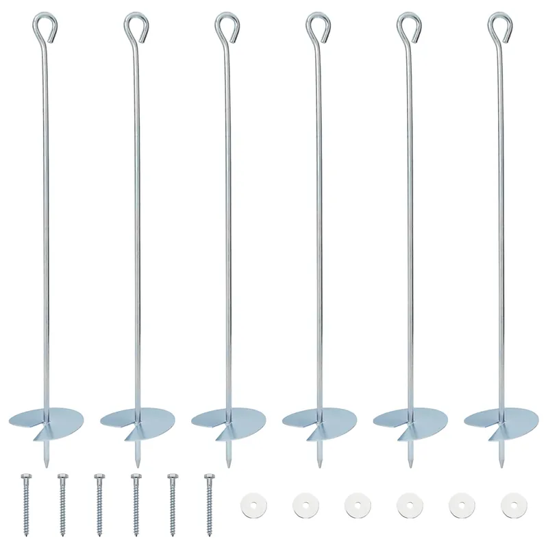 vidaXL Ancora per Terra 6 pcs Argento Ø10 x 60 cm Metallo Galvanizzato Goedkoop