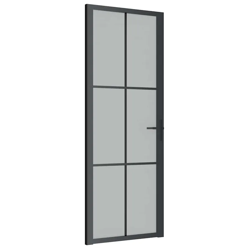 Betaalbaar vidaXL Porta Interna 76x201,5 cm Nero Opaco Vetro e Alluminio