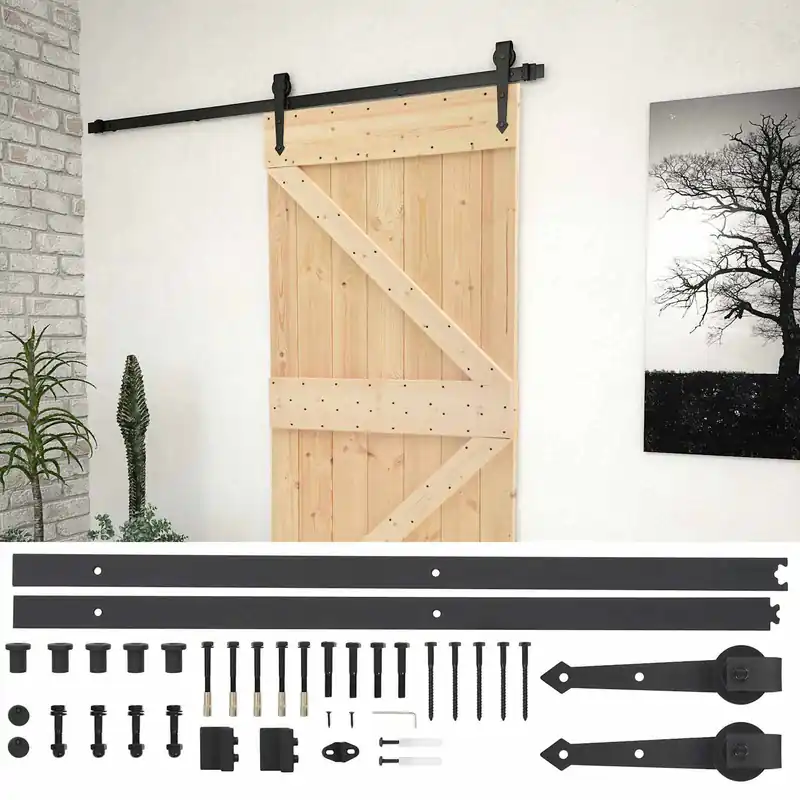 Koopje vidaXL Porta scorrevole Naturale e Nero 90 x 210 cm