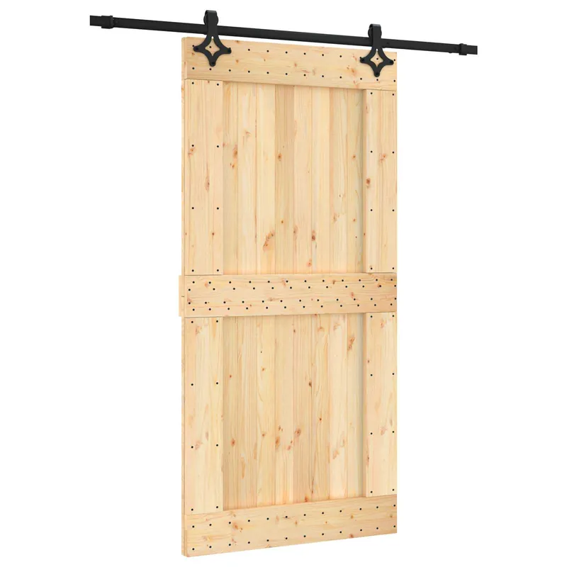 Goedkoop vidaXL Porta scorrevole Naturale e Nero 100 x 210 cm
